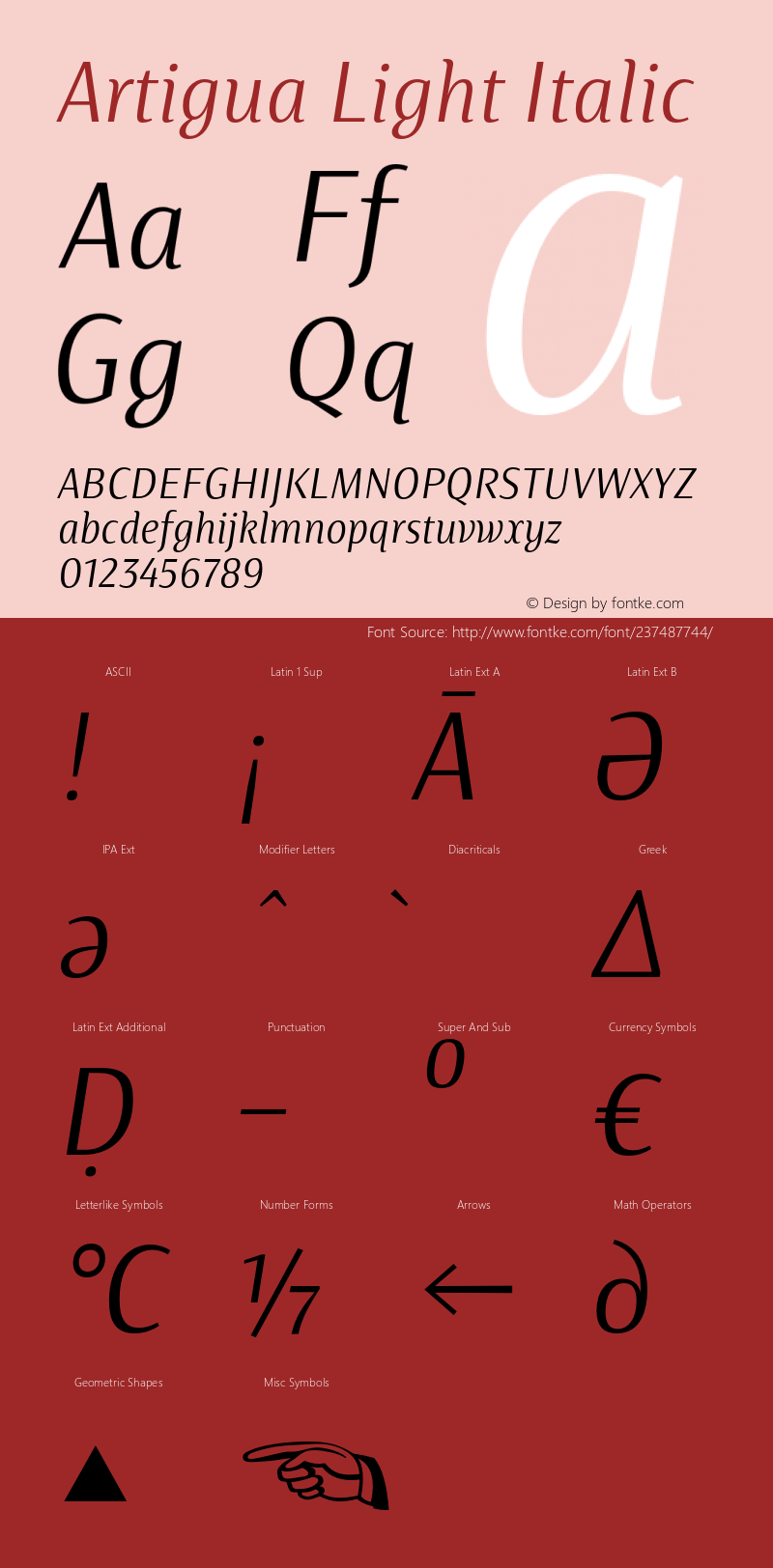 Artigua Light Italic Version 1.000;PS 001.000;hotconv 1.0.88;makeotf.lib2.5.64775图片样张