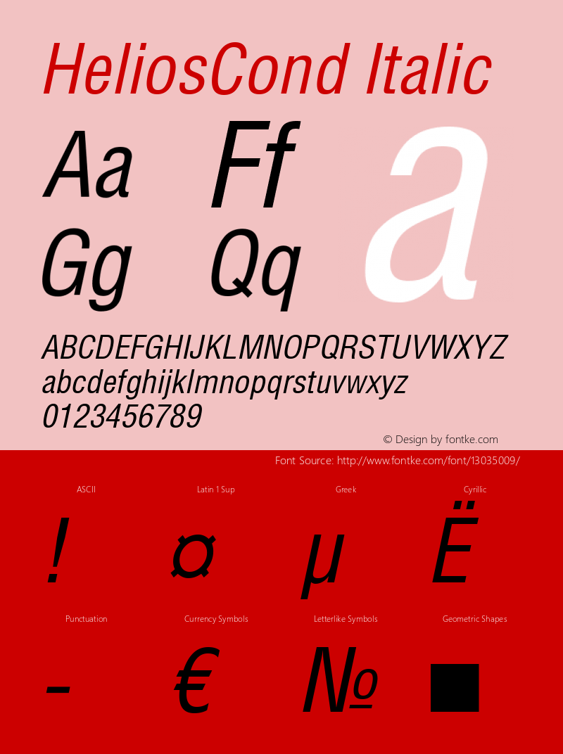 HeliosCond Italic OTF 1.0;PS 001.001;Core 116;AOCW 1.0 161 Font Sample
