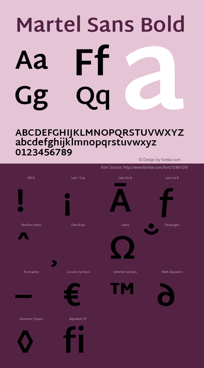 Martel Sans Bold Version 1.001; ttfautohint (v1.1) -l 5 -r 5 -G 72 -x 0 -D latn -f none -w gGD -W -c Font Sample