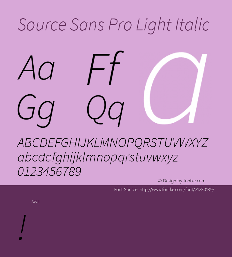Source Sans Pro Light Italic  Font Sample