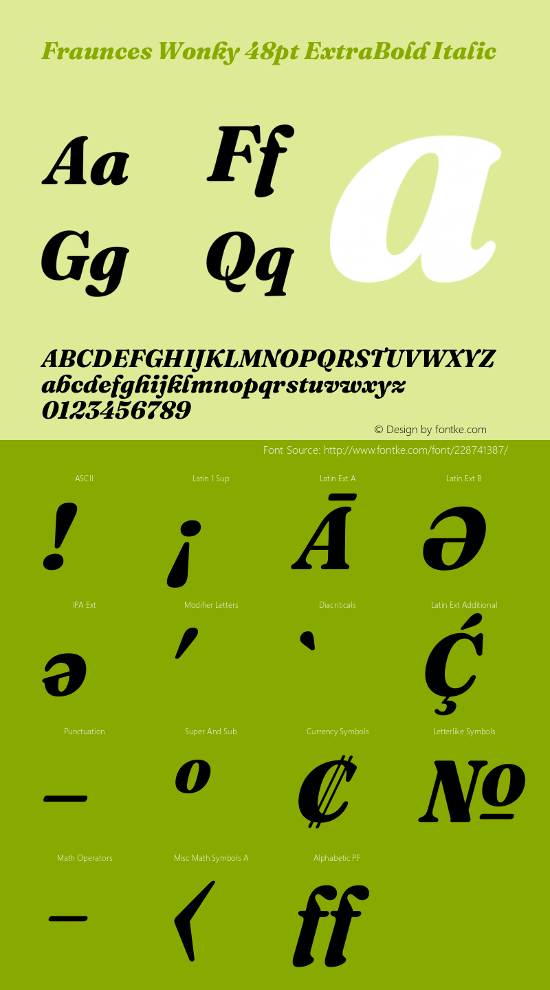 Fraunces Wonky 48pt ExtraBold Italic Version 1.000;[b76b70a41]图片样张