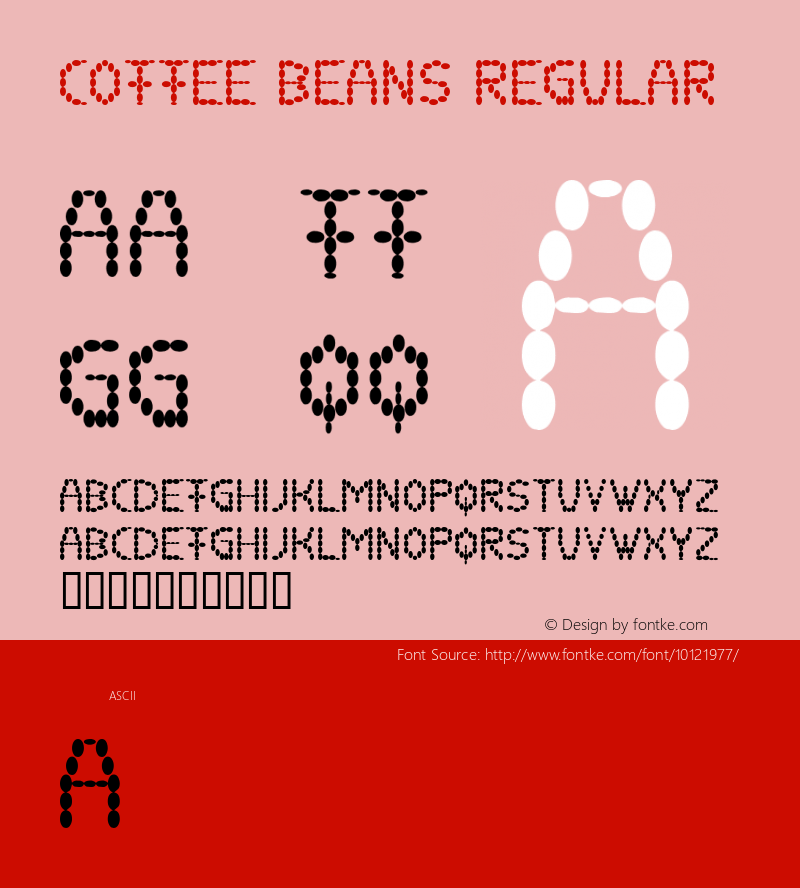 coffee beans Regular Macromedia Fontographer 4.1 02.02.99 Font Sample