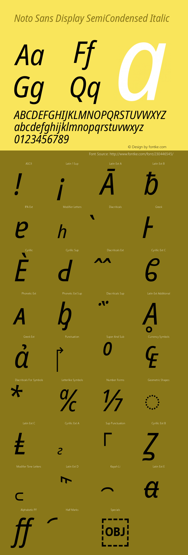 Noto Sans Display SemiCondensed Italic Version 2.008图片样张