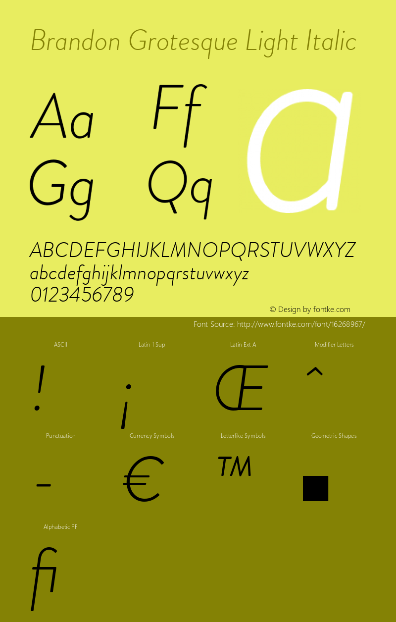 Brandon Grotesque Light Italic Version 001.000 Font Sample