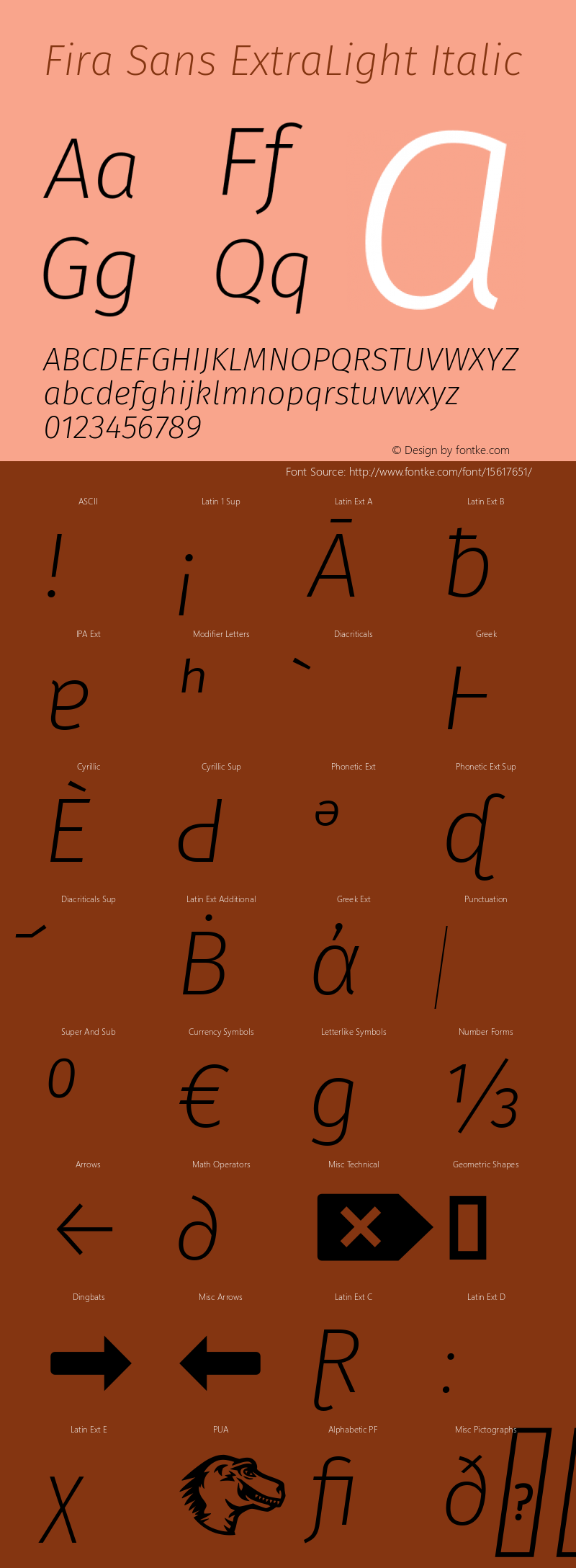 Fira Sans ExtraLight Italic Version 4.105 Font Sample