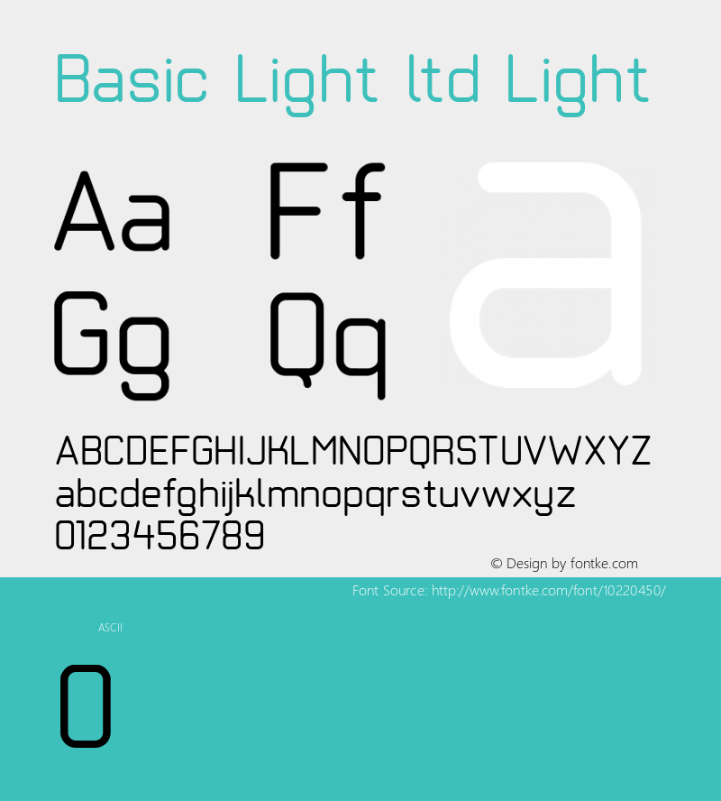 Basic Light ltd Light Version 1.001 Font Sample