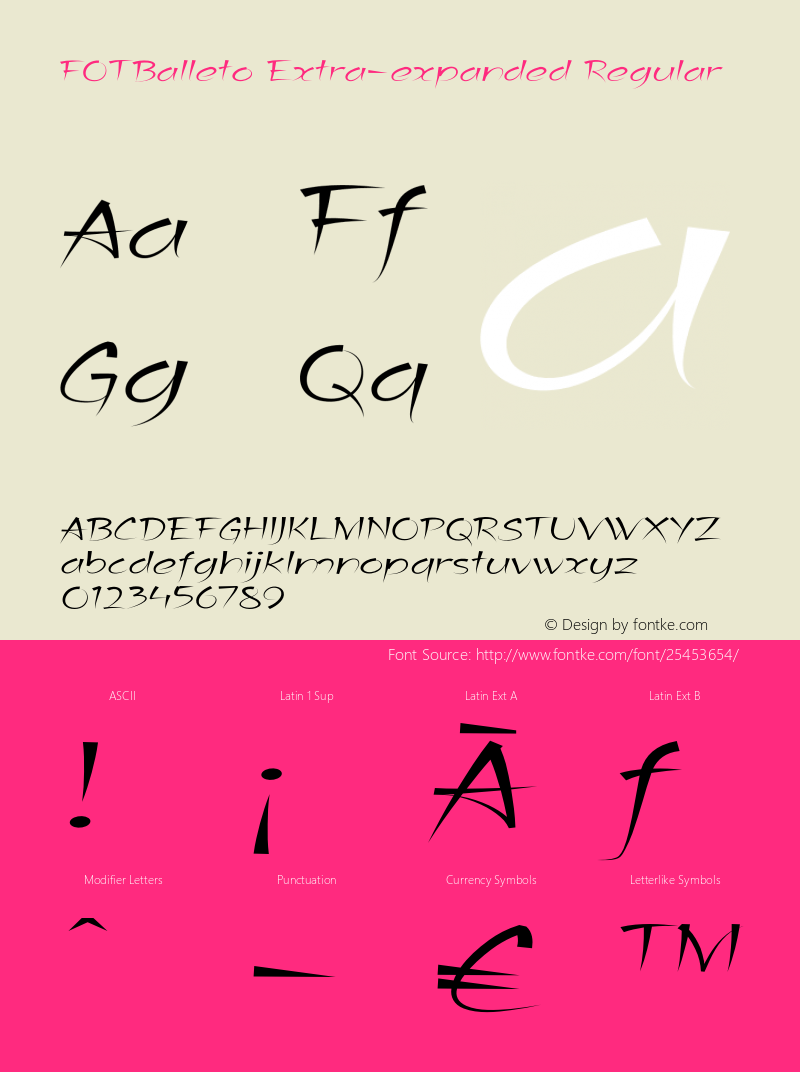 FOTBalleto-ExtraexpandedRegular Version 1.500 Font Sample