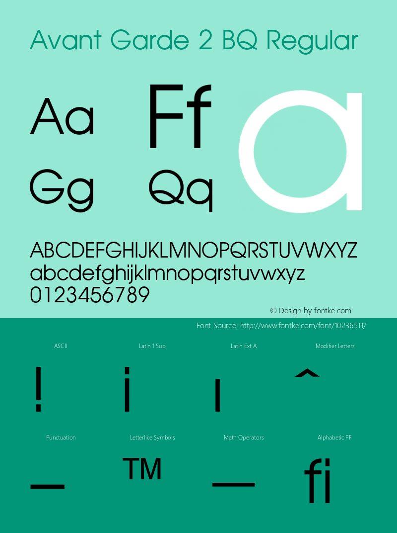 Avant Garde 2 BQ Regular 001.000 Font Sample