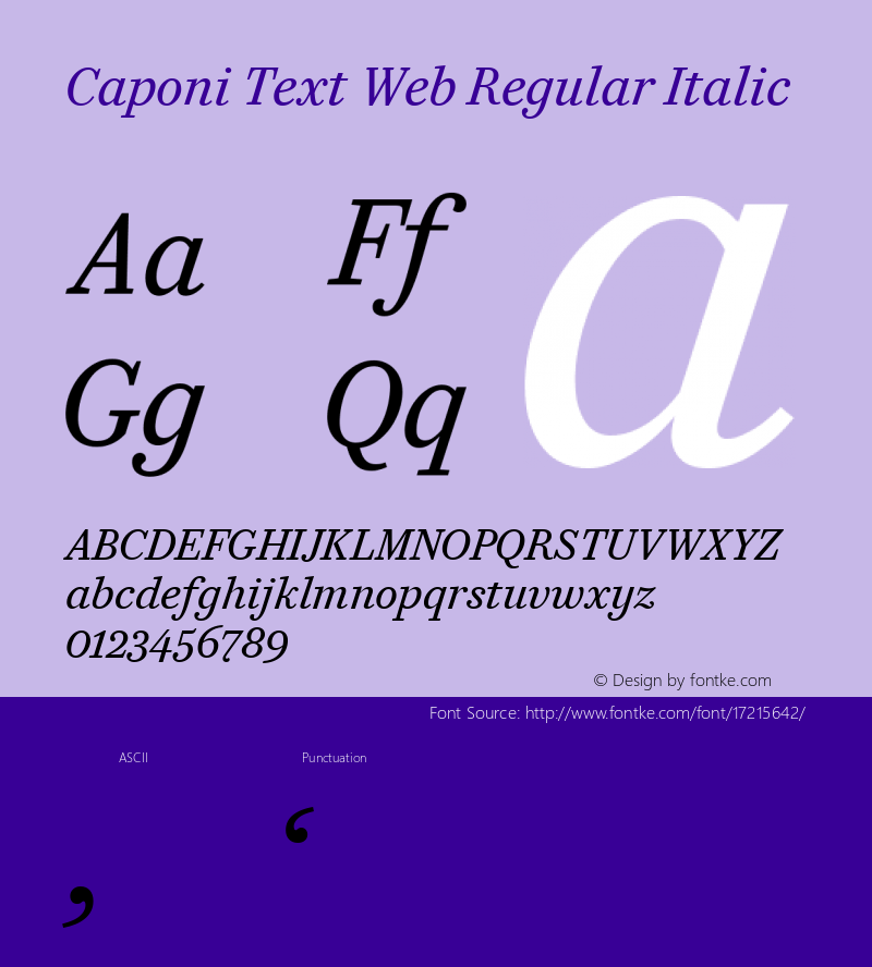 Caponi Text Web Regular Italic Version 1.1 2013 Font Sample