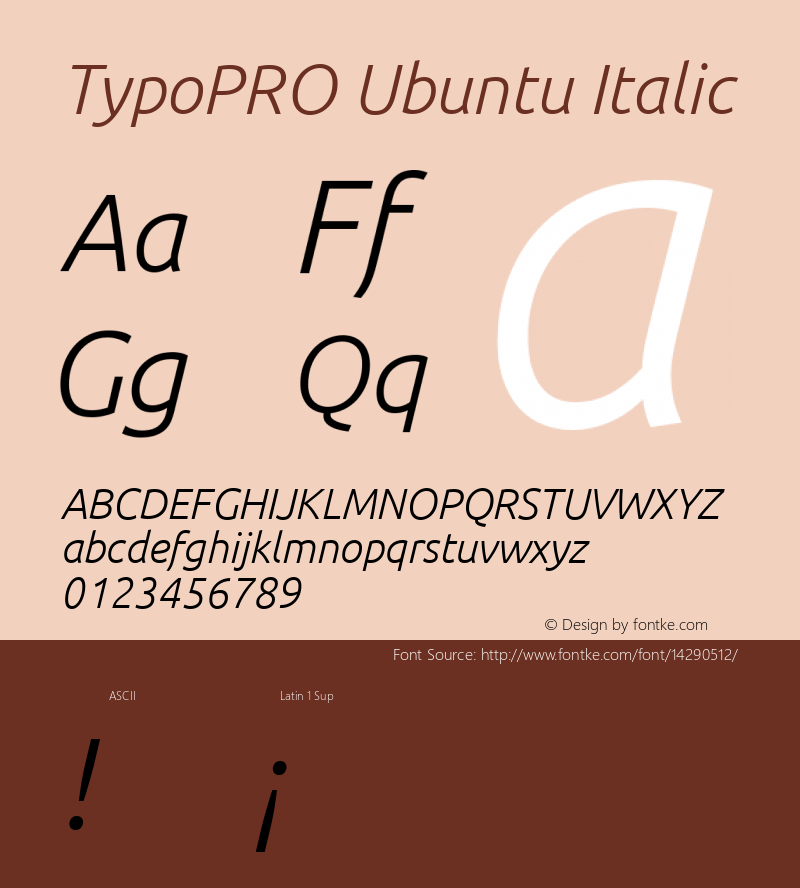 TypoPRO Ubuntu Italic Version 0.80 Font Sample