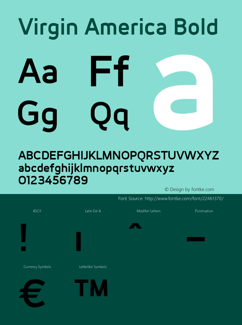 VirginAmerica-Bold Version 1.0; extracted by ASV http://www.buraks.com/asv Font Sample