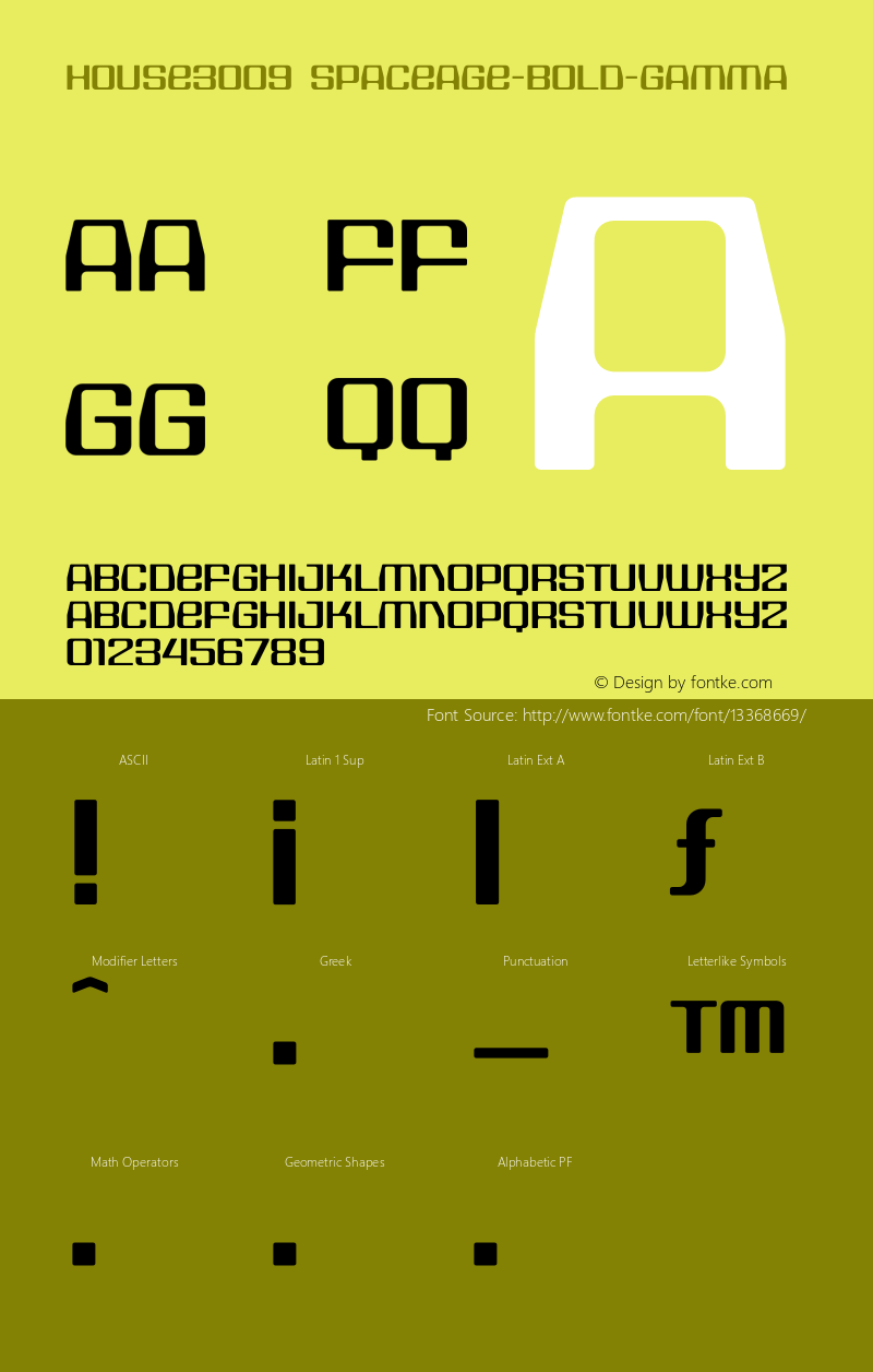 HOUSE3009 Spaceage-Bold-Gamma 001.000 Font Sample