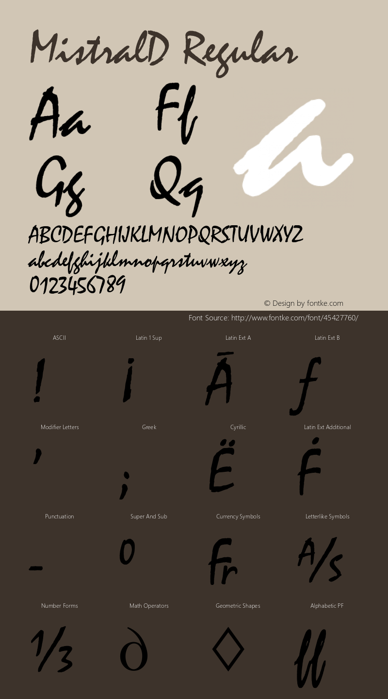 MistralD Version 1.00 Font Sample