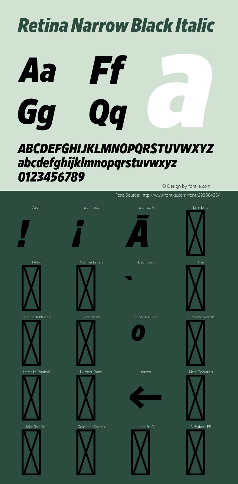 RetinaNarrow-BlackItalic Version 1.001;PS 0.000;hotconv 16.6.51;makeotf.lib2.5.65220 Font Sample