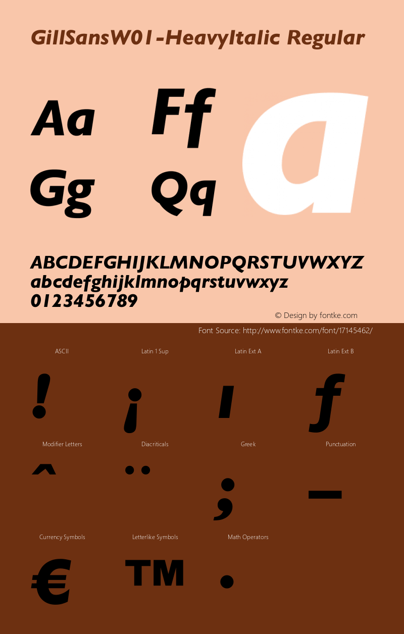 GillSansW01-HeavyItalic Regular Version 1.02 Font Sample