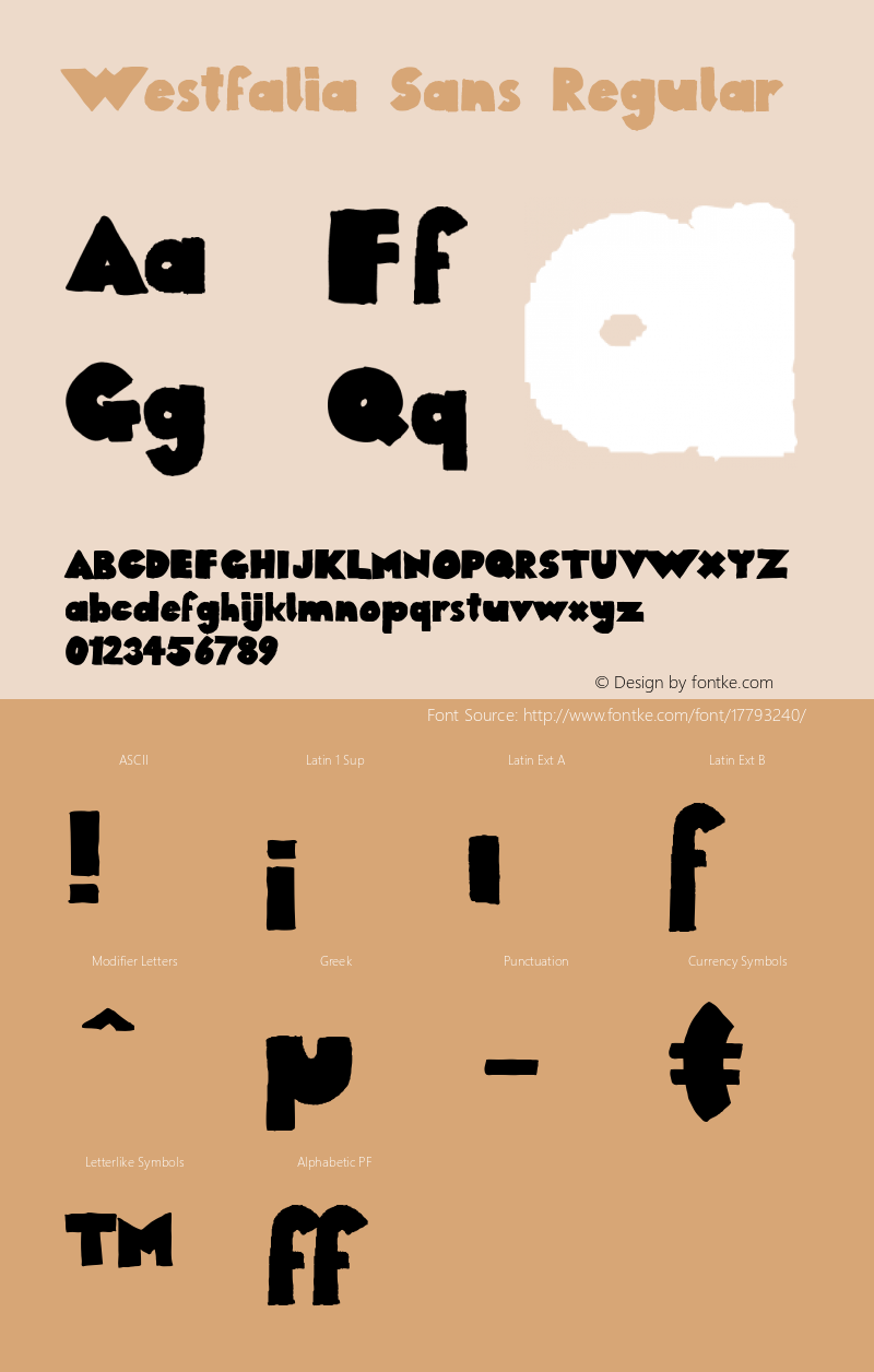 Westfalia Sans Regular Version 1.000 Font Sample