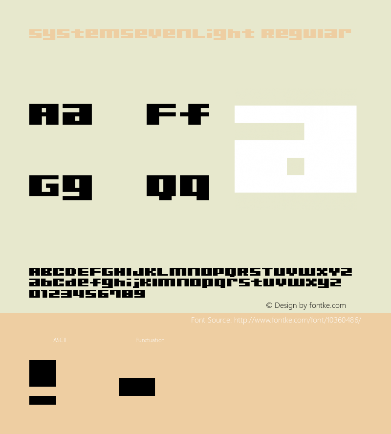 SystemSevenLight Regular Macromedia Fontographer 4.1J 09.9.1 Font Sample