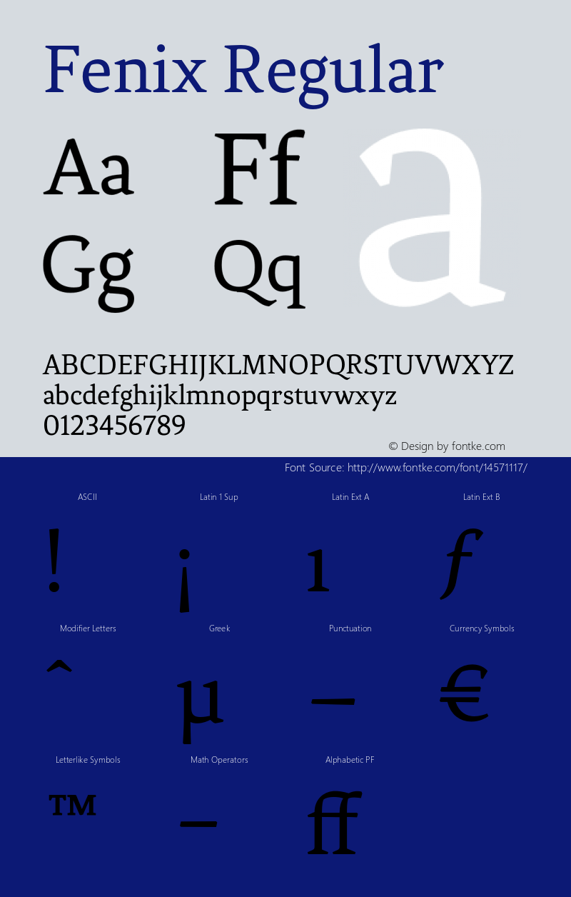 Fenix Regular 004.301 Font Sample