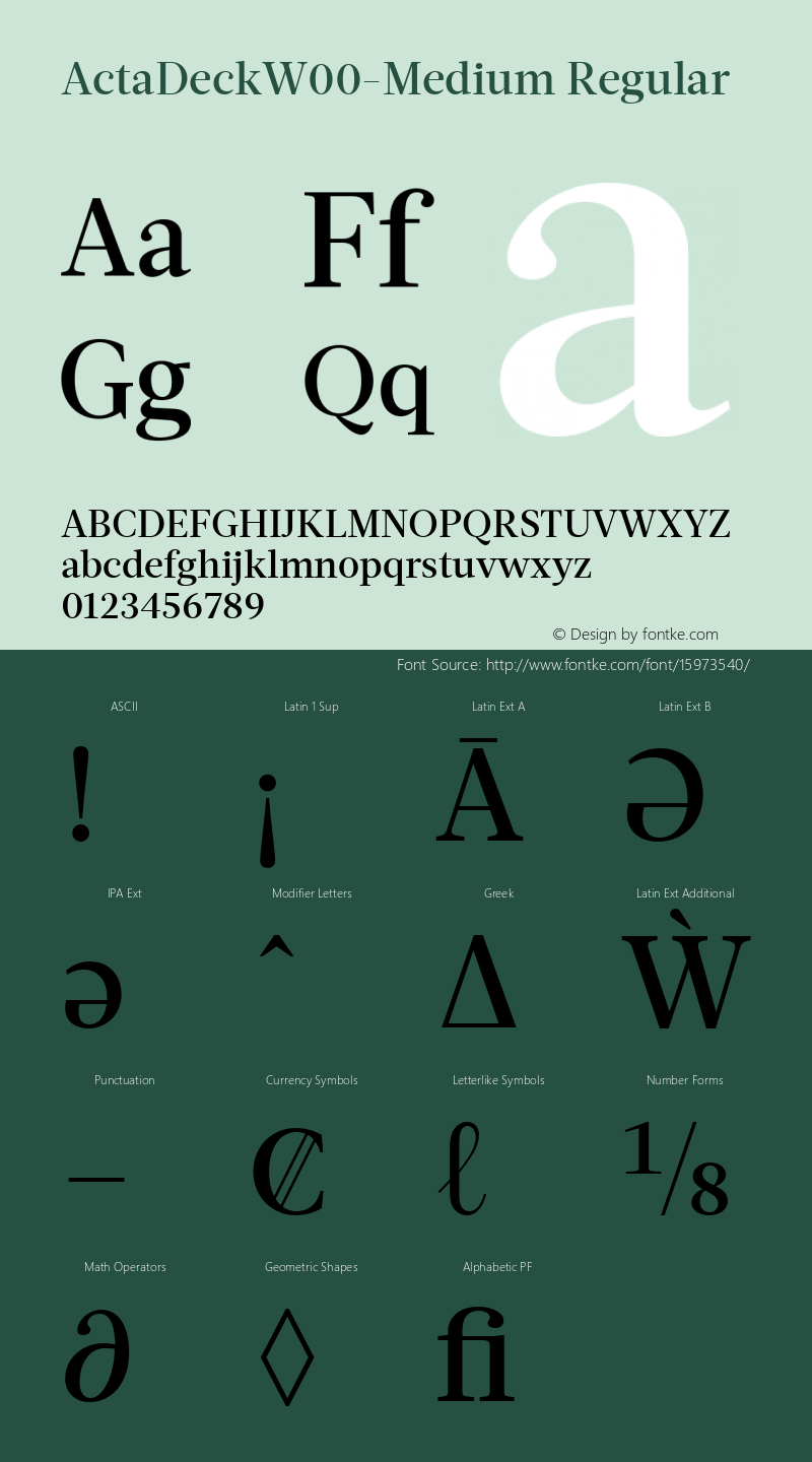 ActaDeckW00-Medium Regular Version 1.10 Font Sample