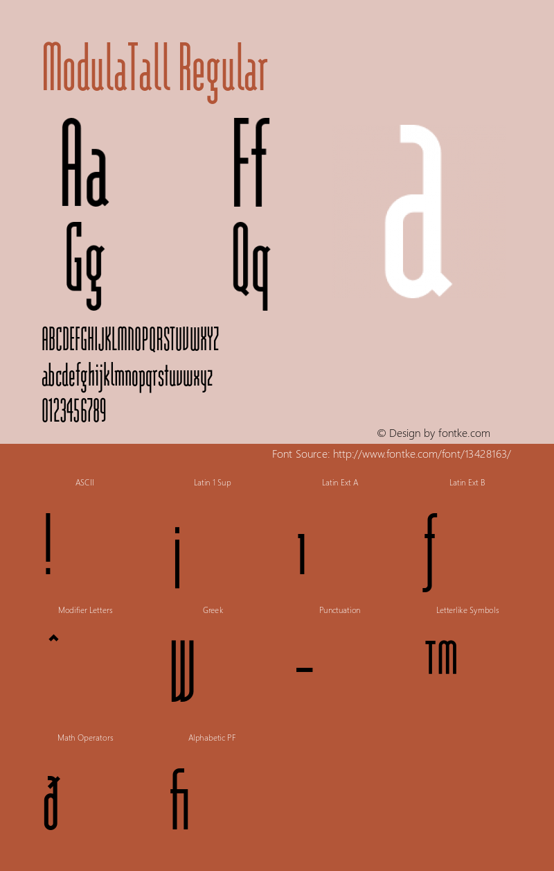 ModulaTall Regular 001.000 Font Sample