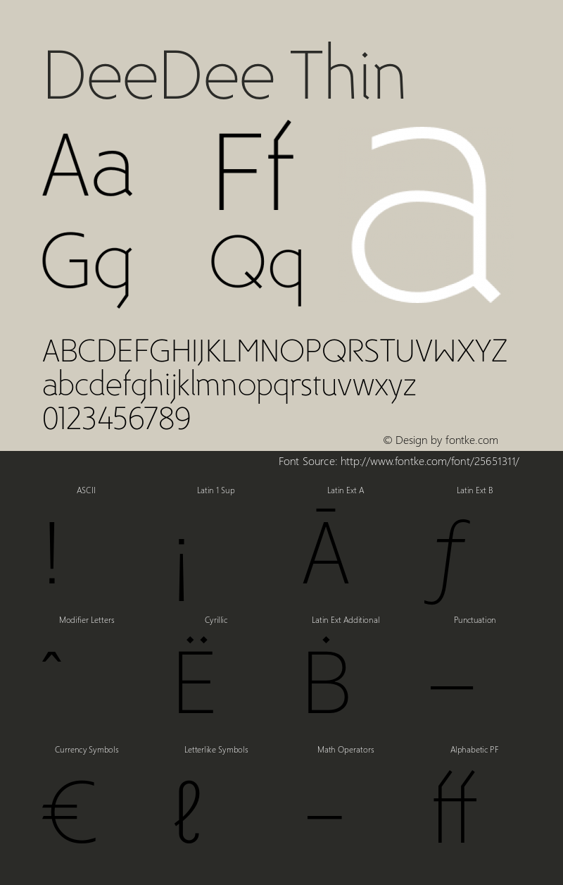 DeeDee Thin Version 1.000 | wf-r Font Sample