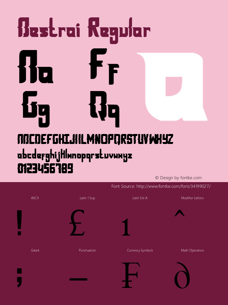 Bestrai Version 1.00;July 12, 2019;FontCreator 11.5.0.2422 64-bit Font Sample