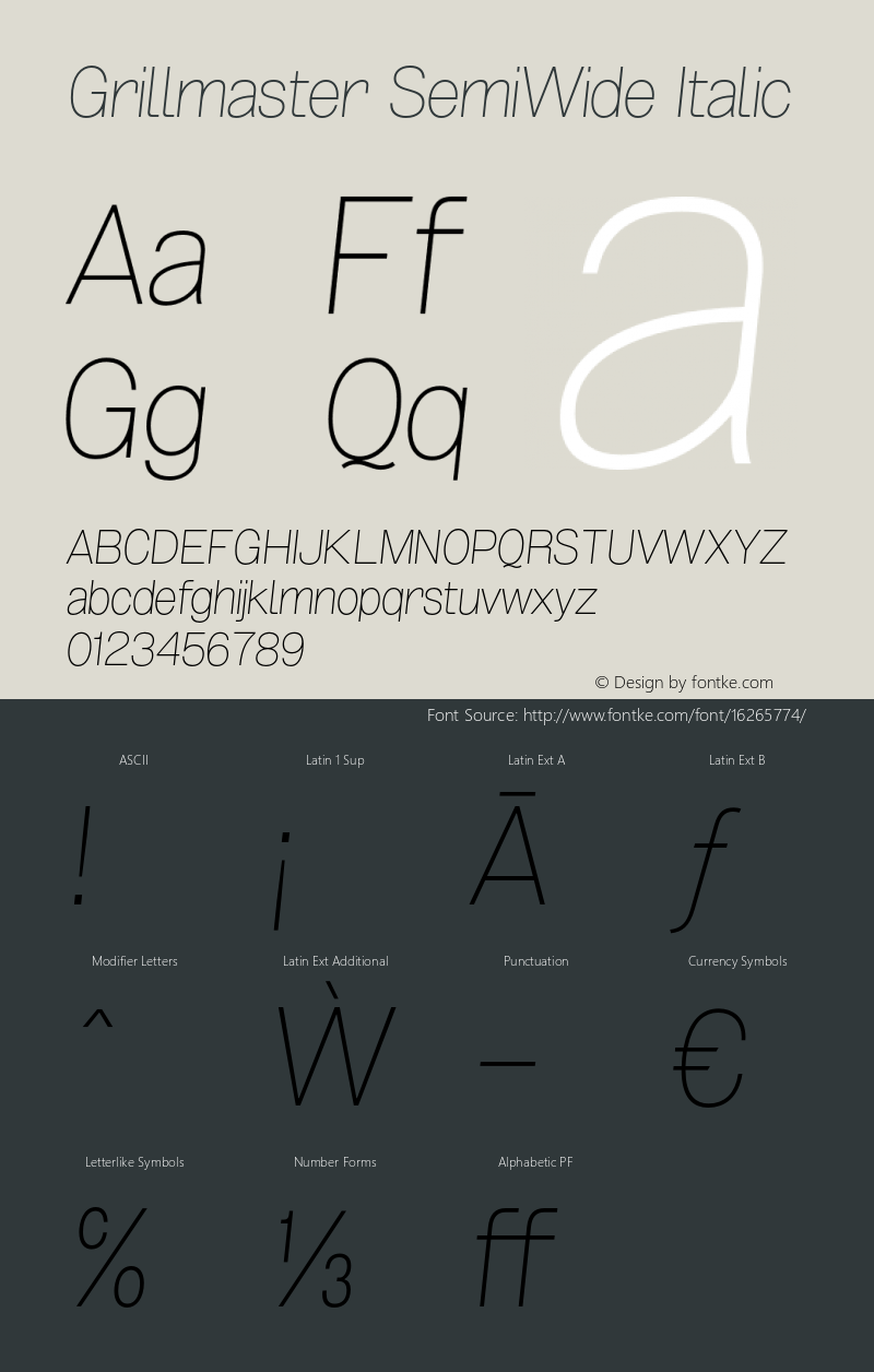 Grillmaster SemiWide Italic Version 1.000 Font Sample