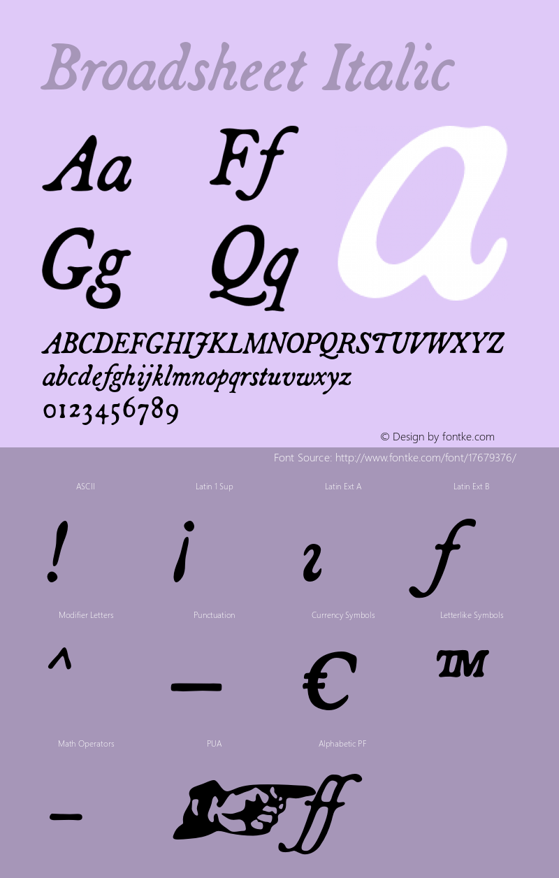 Broadsheet Italic Version 001.001 Font Sample