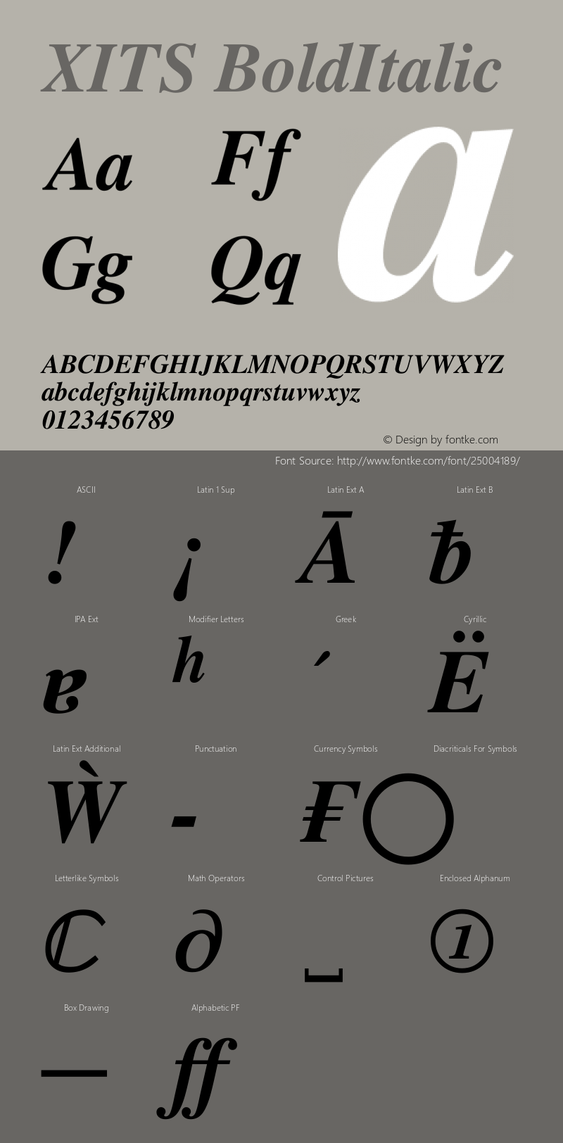 XITS Bold Italic Version $version Font Sample