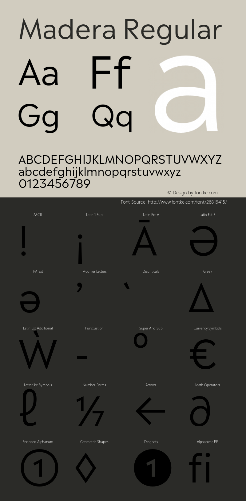 Madera Regular Version 1.1 Font Sample