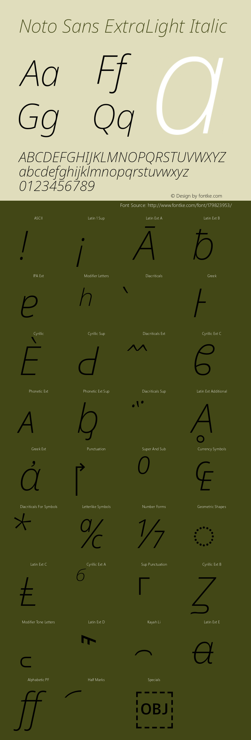 Noto Sans ExtraLight Italic Version 2.003图片样张