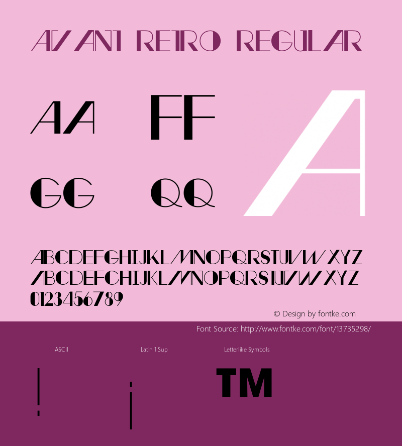 Avant Retro Regular 001.000 Font Sample