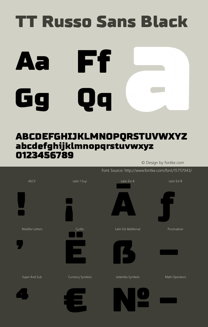 TT Russo Sans Black Version 1.001; 2014 Initial Release Font Sample