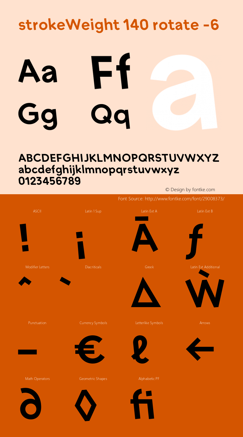 strokeWeight-140rotateL06 Version 1.007 Font Sample