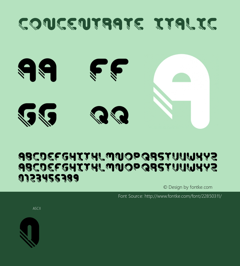 Concentrate Italic Version 1.000;PS 001.000;hotconv 1.0.70;makeotf.lib2.5.58329 Font Sample