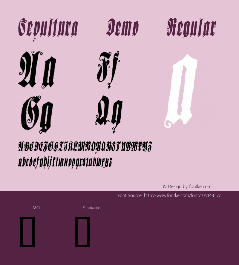 Sepultura Demo Regular Macromedia Fontographer 4.1.4 10/4/02 Font Sample