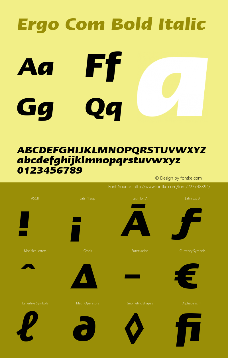 Linotype Ergo Com Bold Italic Version 2.01图片样张