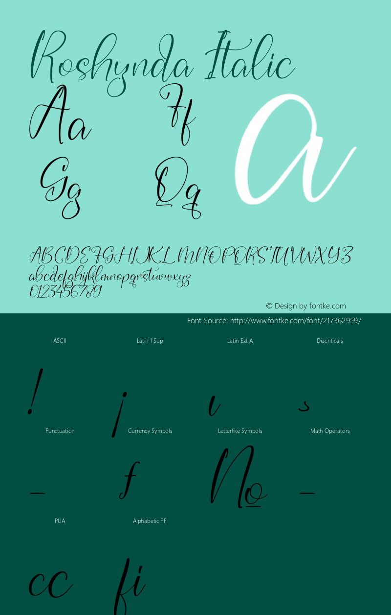 Roshynda Italic Version 1.00;December 24, 2021;FontCreator 13.0.0.2683 64-bit图片样张