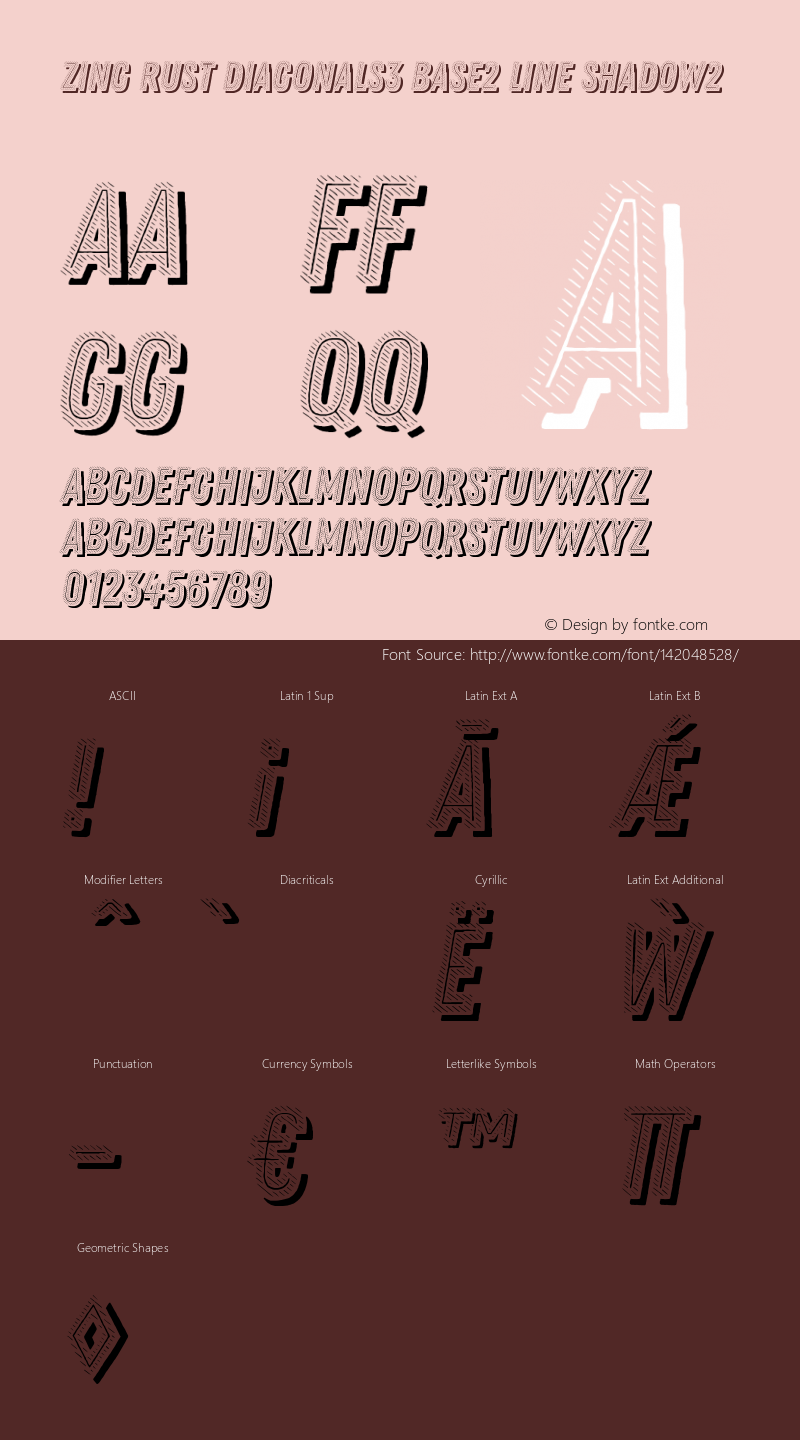 Zing Rust Diagonals3 Base2 Line Shadow2 Version 1.000 Font Sample