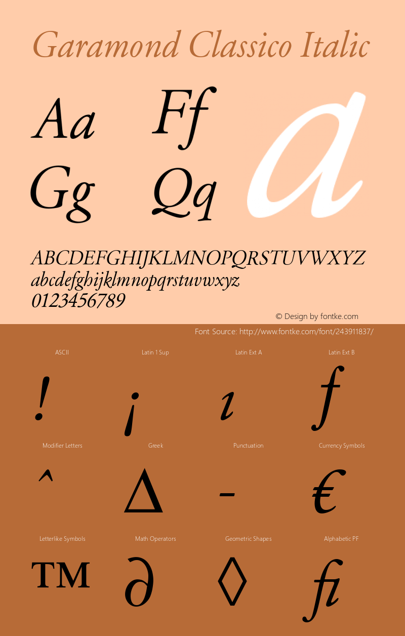 Garamond Classico Italic Version 1.10图片样张