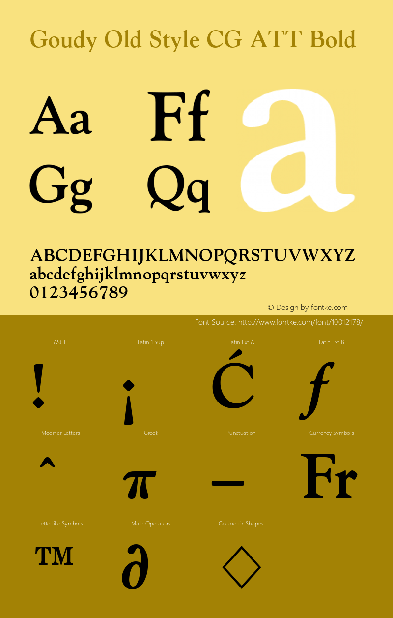 Goudy Old Style CG ATT Bold 1.0 Font Sample