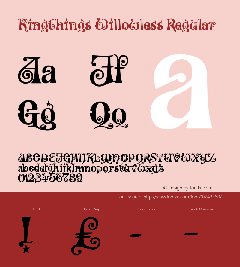 Kingthings Willowless Regular 1.00 Font Sample
