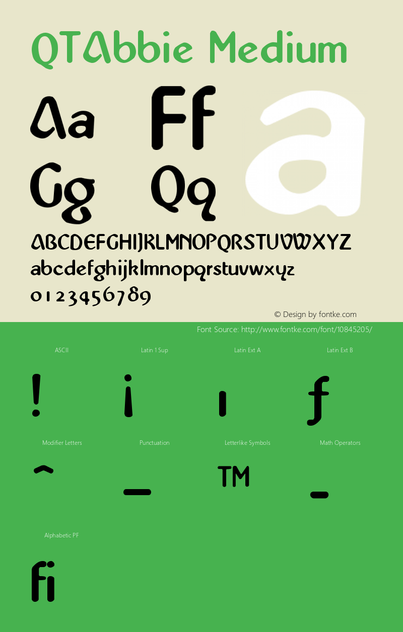 QTAbbie Medium Version 001.000 Font Sample