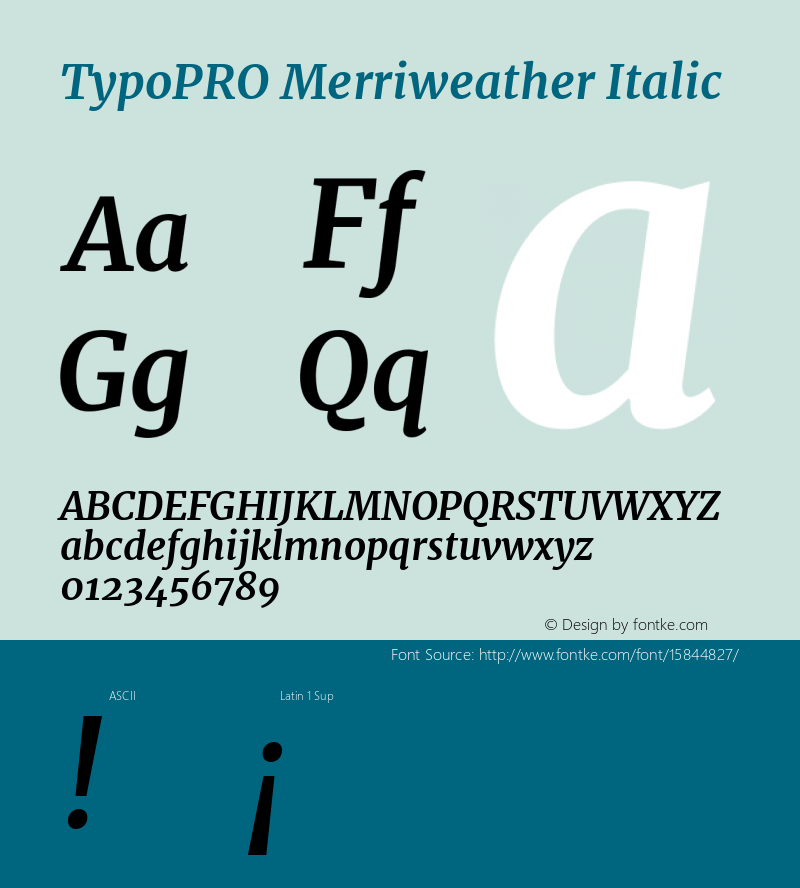 TypoPRO Merriweather Italic Version 1.5; ttfautohint (v0.97) -l 13 -r 13 -G 200 -x 24 -f dflt -w 