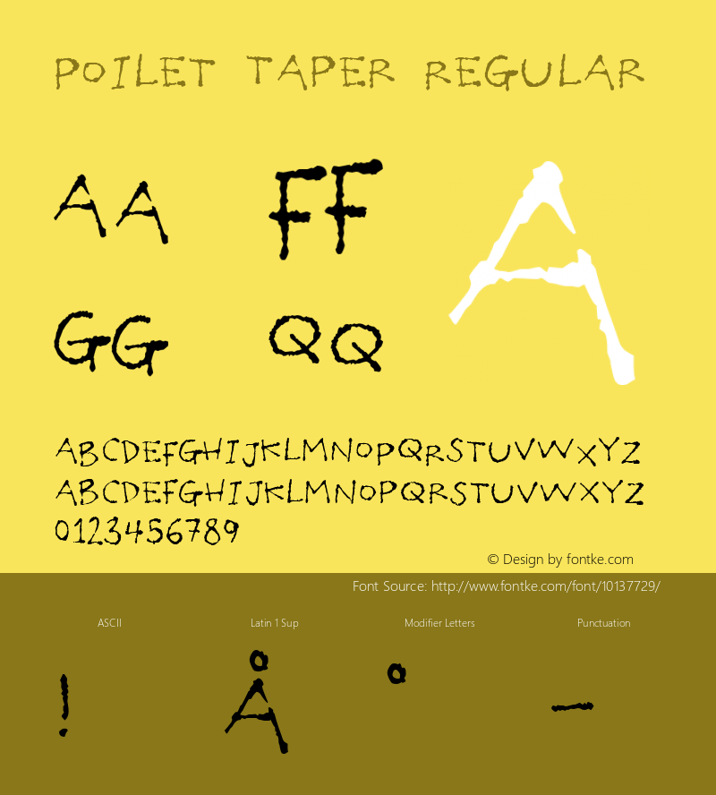 Poilet Taper Regular 1, 2005 Font Sample