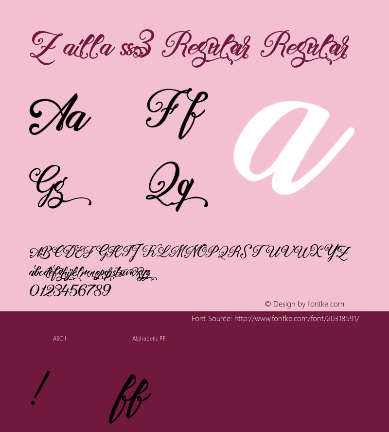 Zailla ss3 Regular Version 1.000 Font Sample