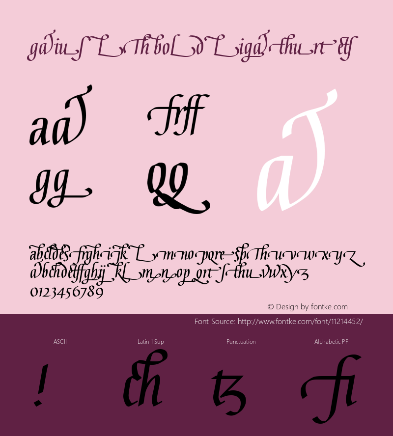 Gaius LT BoldLigatures Version 001.000 Font Sample