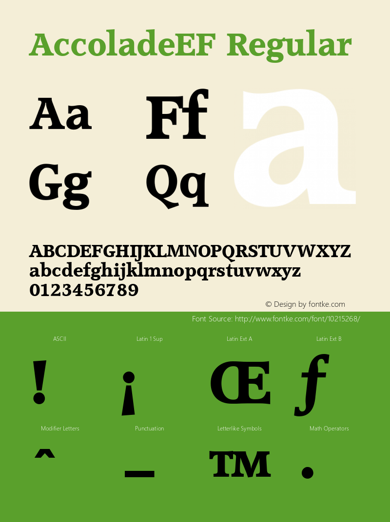 AccoladeEF Regular Version 1.00 Font Sample