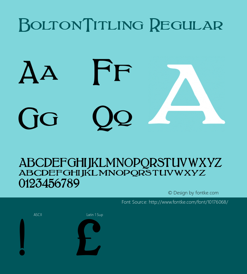 BoltonTitling Regular Version 1.00 Font Sample