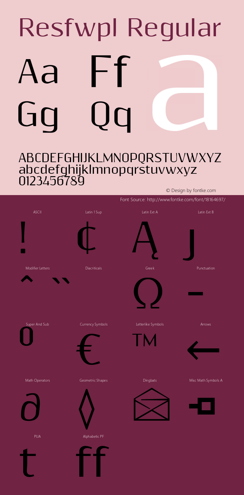 Resfwpl Regular Version 0.9995 Font Sample